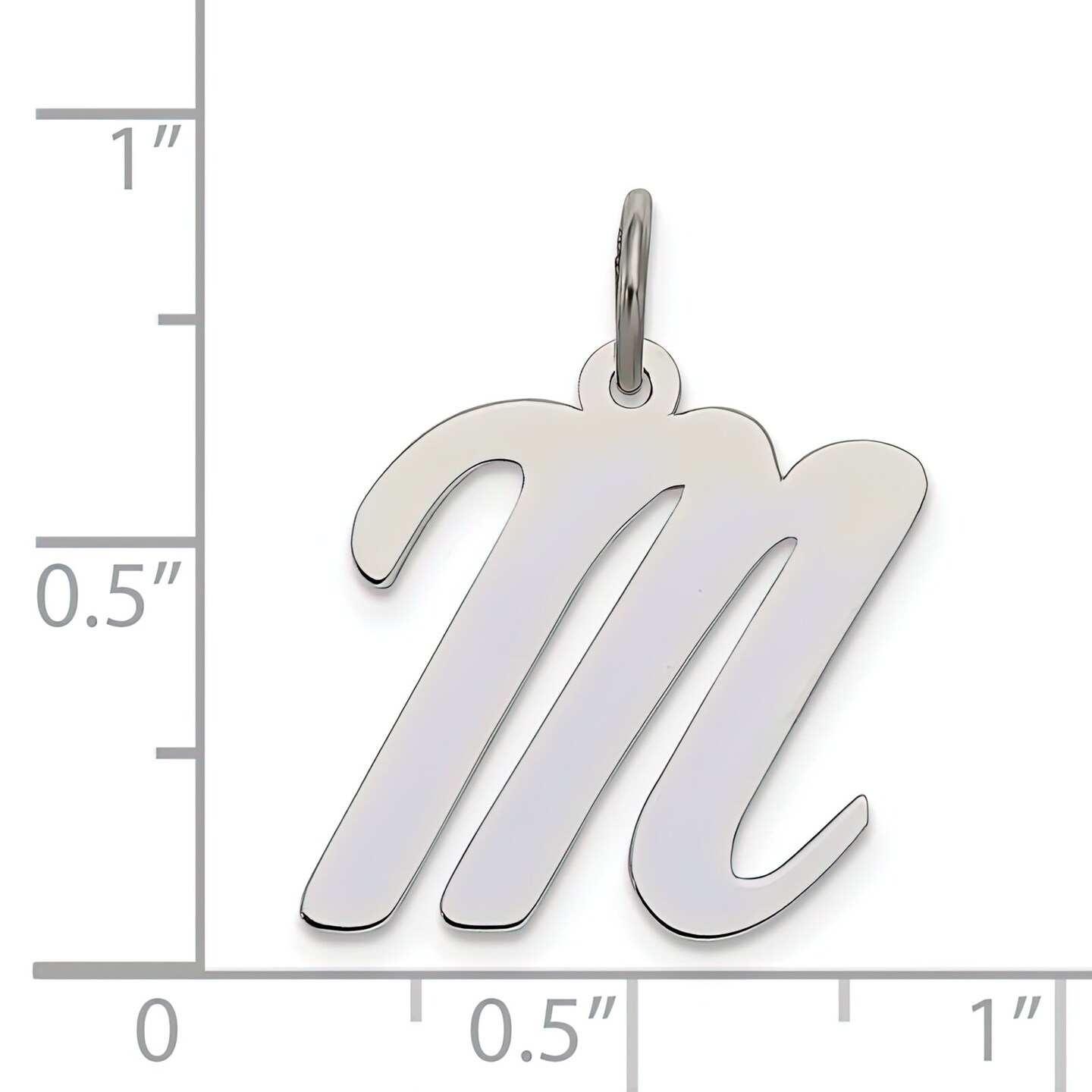 Sterling Silver Large Script Initial Letter M Charm Jewerly 21mm x 11mm