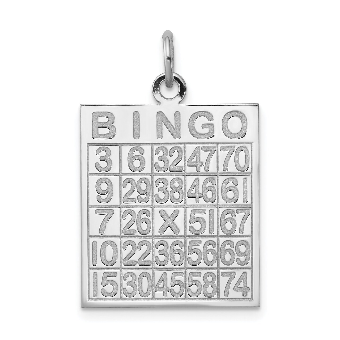 Sterling Silver Bingo Card Pendant Charm Jewelry 27mm x 18mm