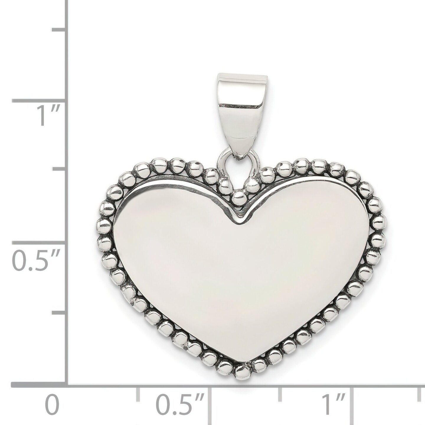 Sterling Silver Heart Pendant Charm Love Jewelry 27mm x 27mm