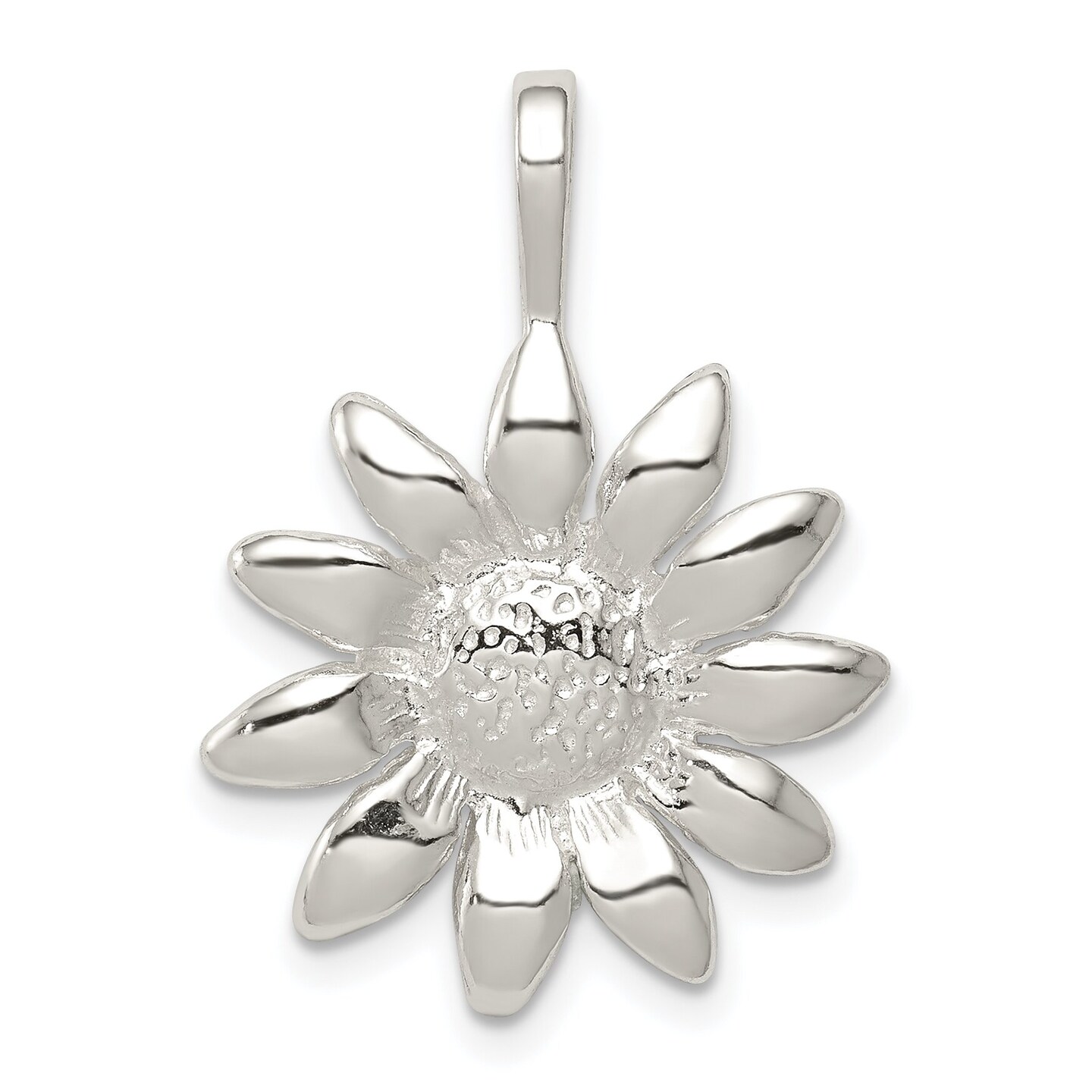Sterling Silver Sunflower Pendant Charm Flower Jewelry 27mm x 18mm