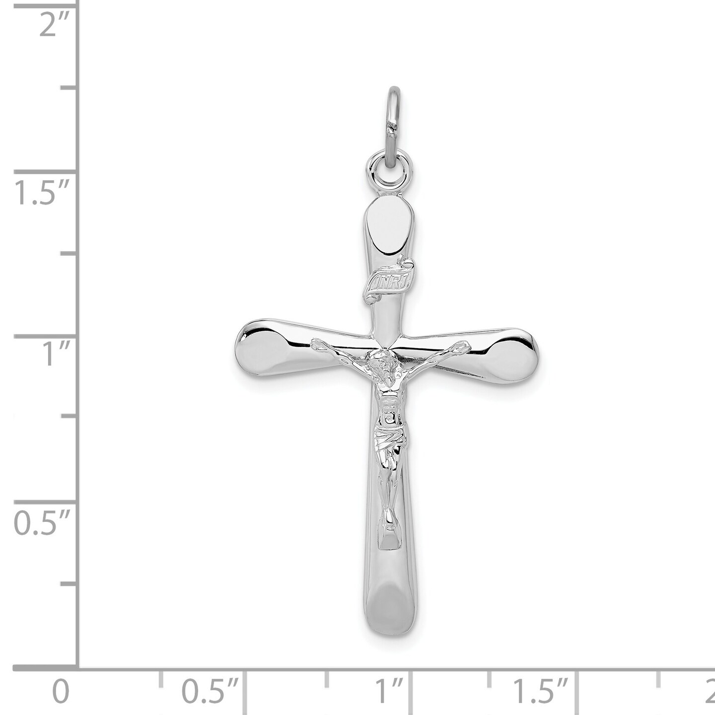 Sterling Silver INRI Crucifix Charm Jewelry Pendant 40mm x 23mm