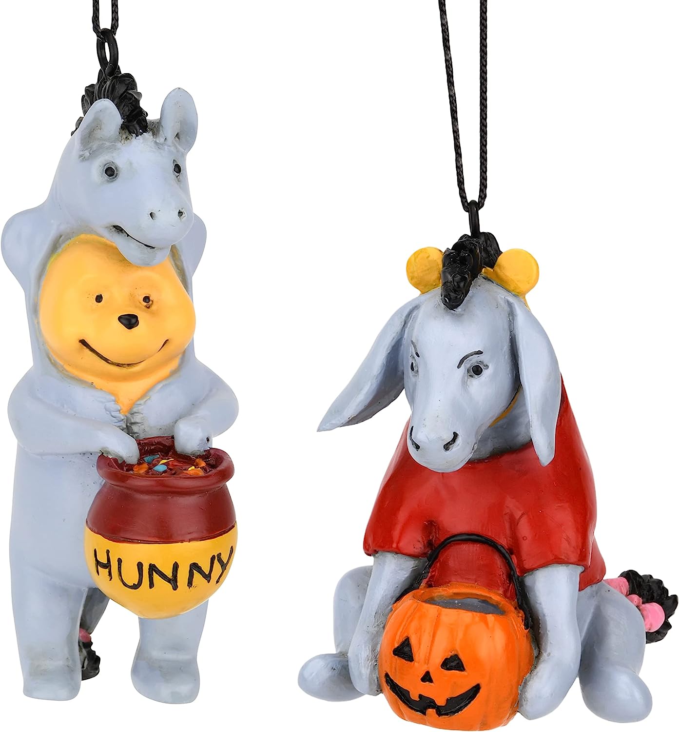 Tree Buddees Winnie The Pooh and Eeyore Dressed up as Each Other for Trick or Treating Cute Halloween Ornaments