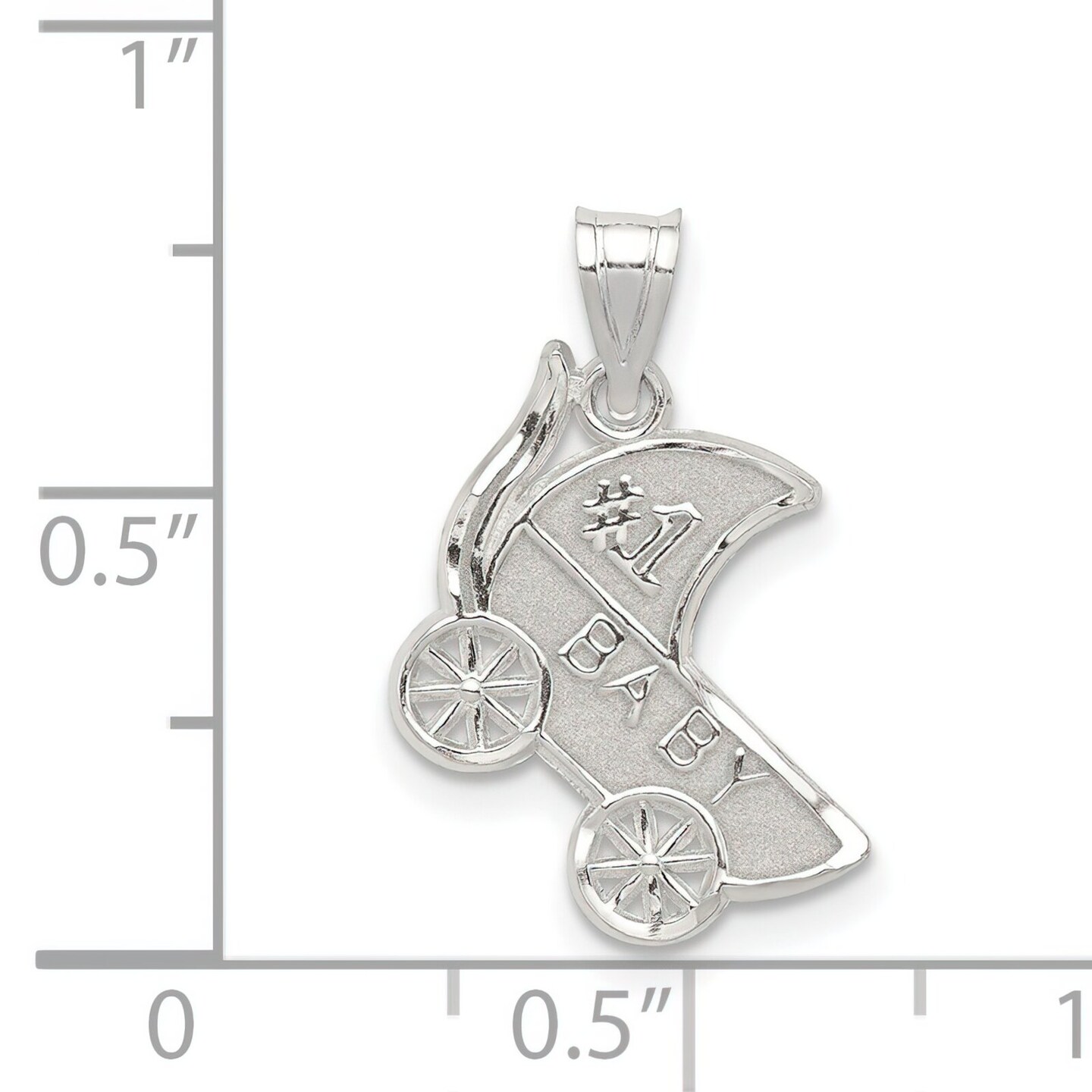 Sterling Silver #1 Baby Carriage Charm Pendant Jewelry 20mm x 13mm