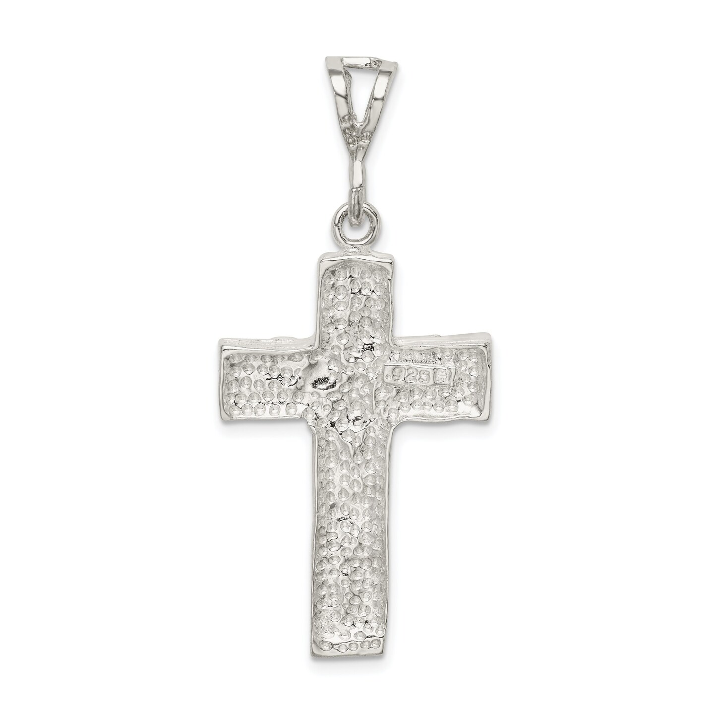 Sterling Silver Nugget Cross Pendant Charm Jewelry 46mm x 22mm