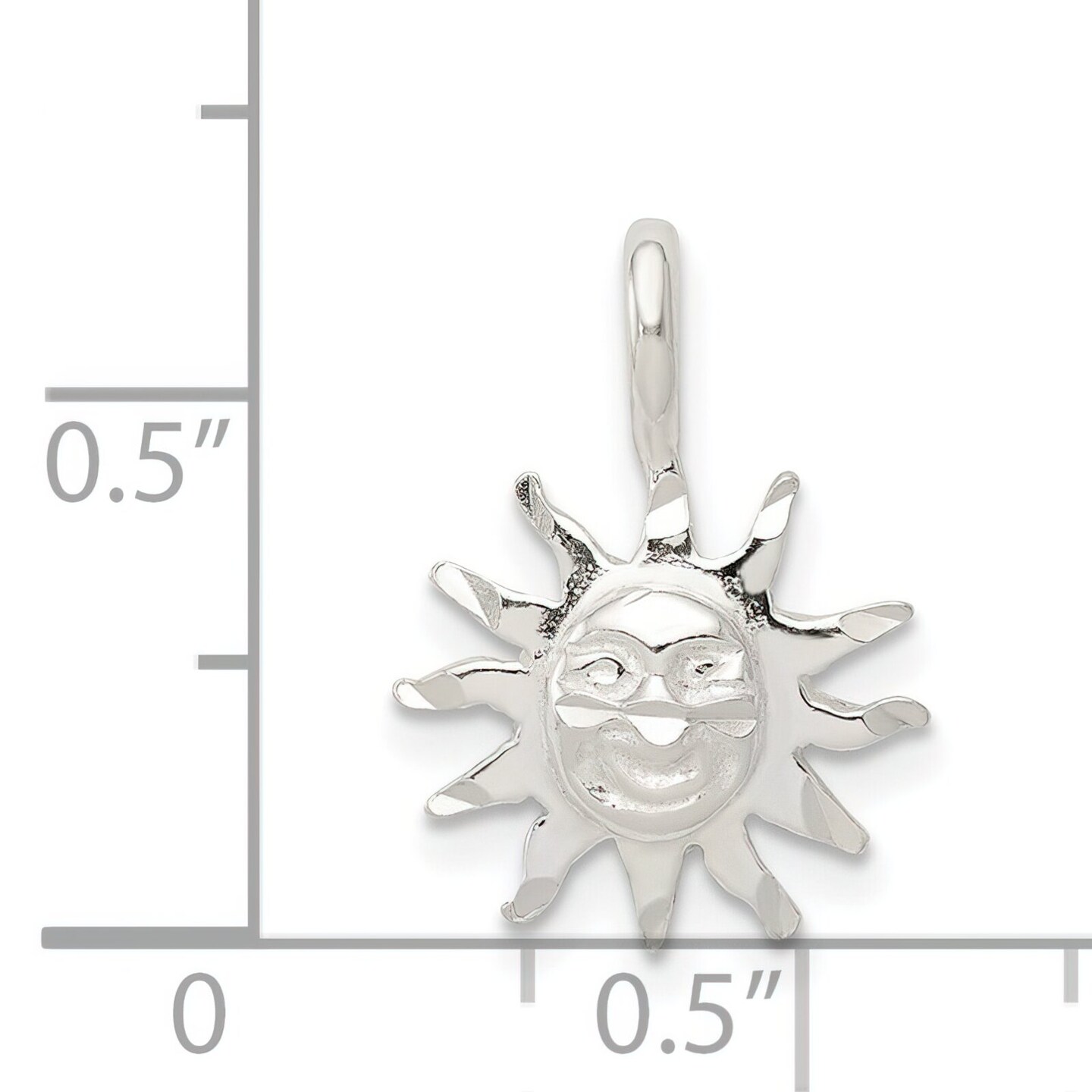 Sterling Silver Sun Charm Pendant Celstial Jewelry 20mm x 12mm