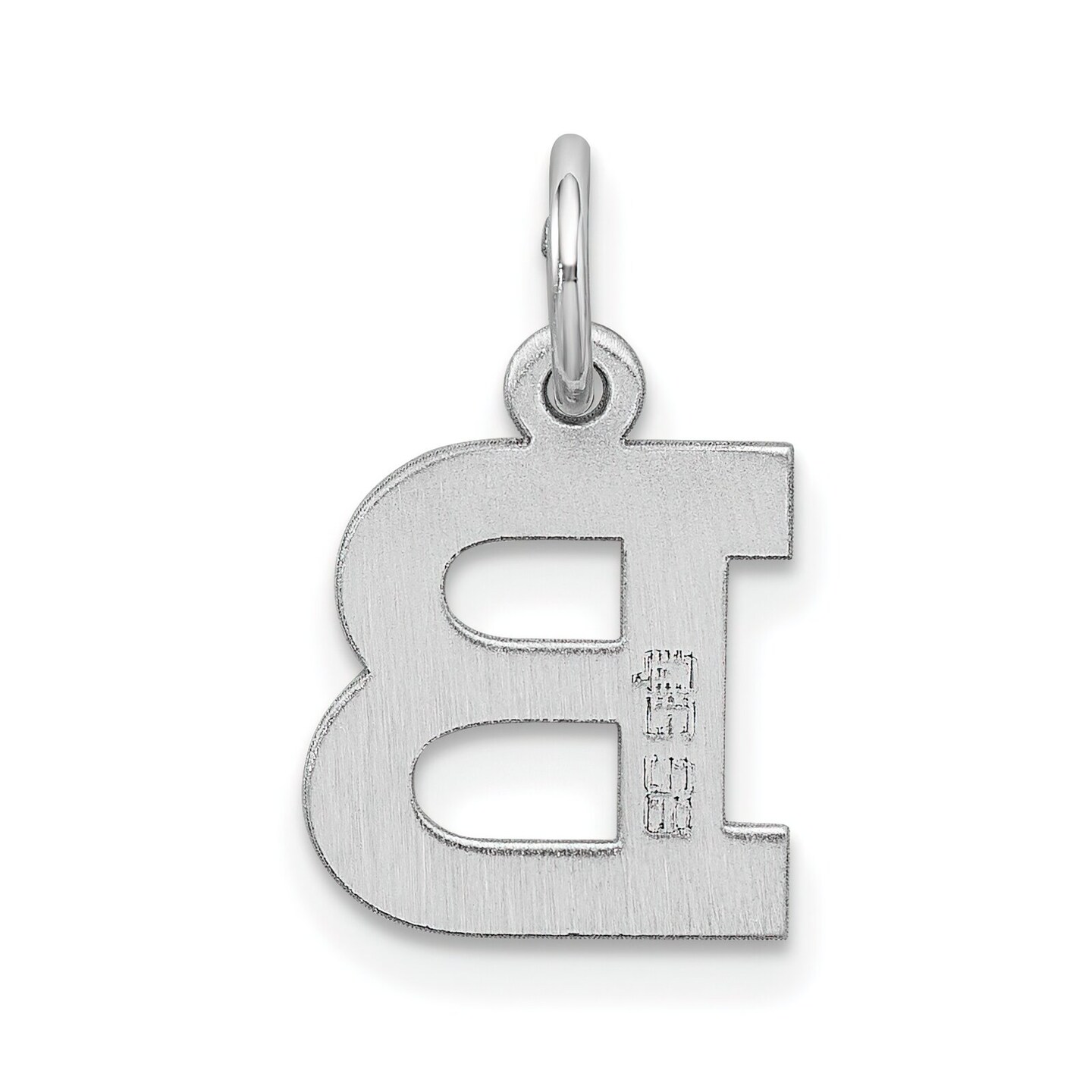 Sterling Silver Small Block Initial Letter B Charm Jewerly 16mm x 10mm