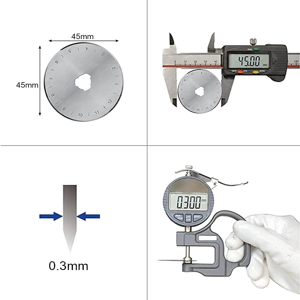 45mm Rotary Cutter Blades 15 Pack Fits Olfa, Fiskars, Replacement Rotary Blade for Arts Crafts Quilting Scrapbooking Sewing, Sharp and Durable