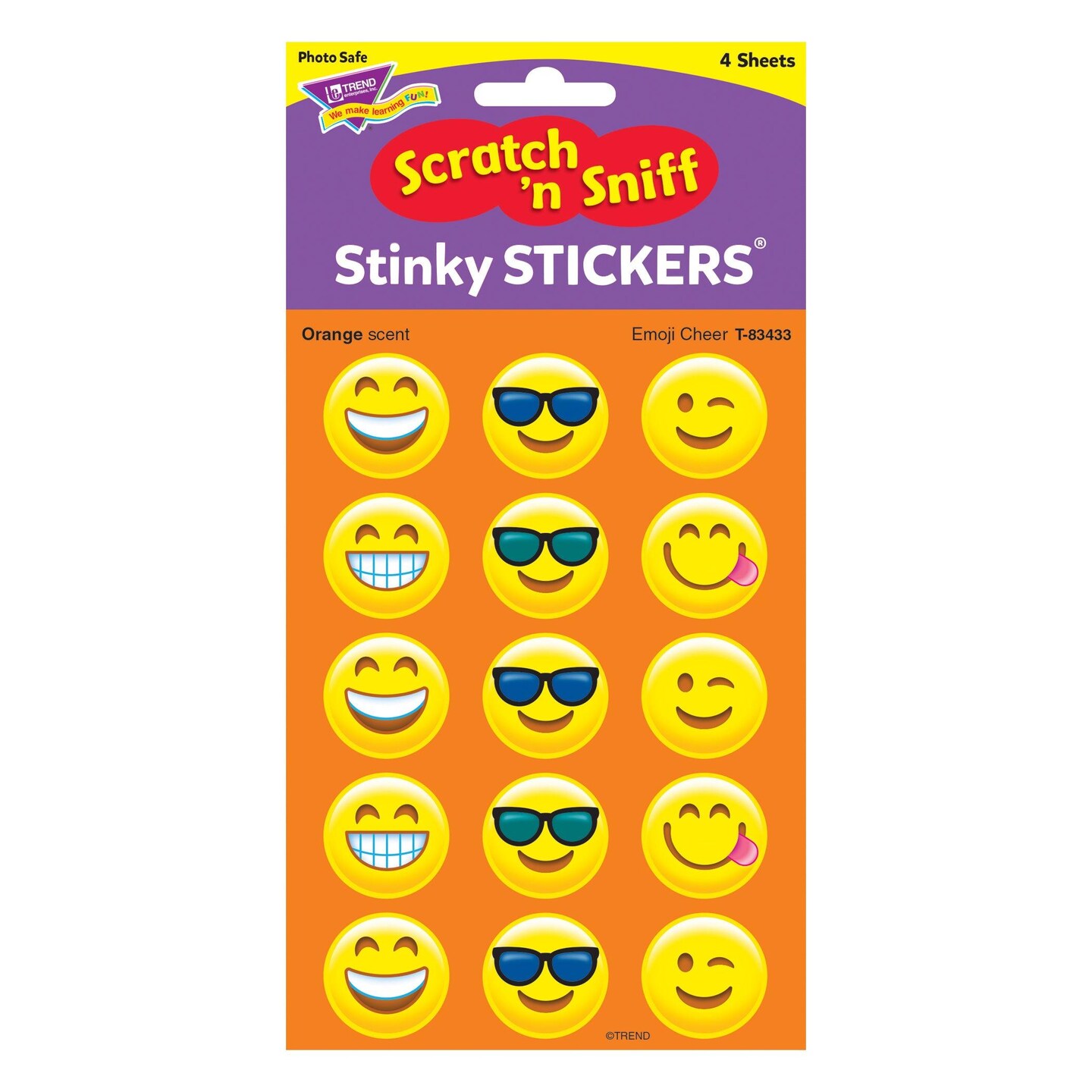 Emotion Icon Cheer/Orange Stinky Stickers&#xAE;, 60 Per Pack, 6 Packs