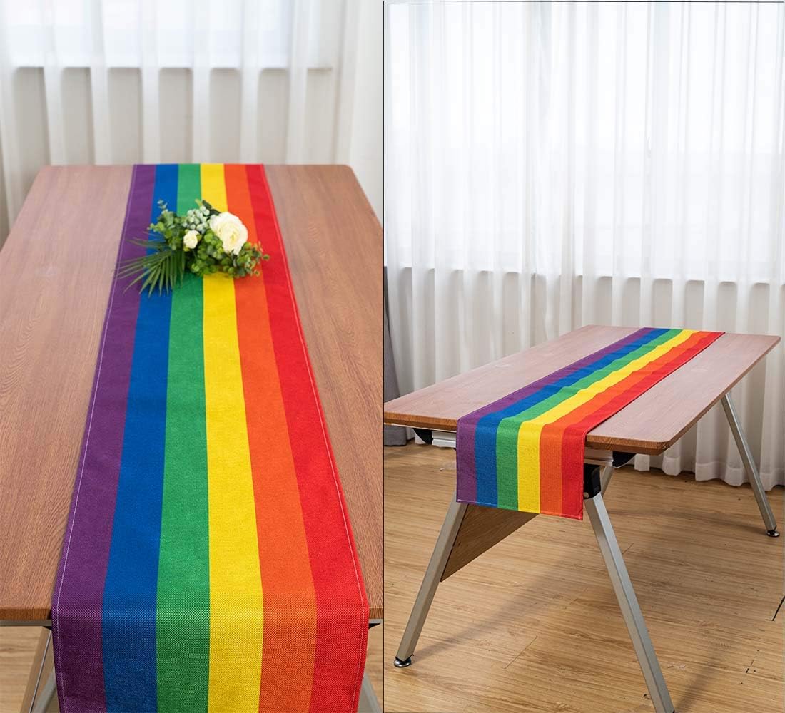 Rainbow Stripes Table Decorations for LGBT Gay Lesbian Gay Parade Event Home Dining Room Decoration.
