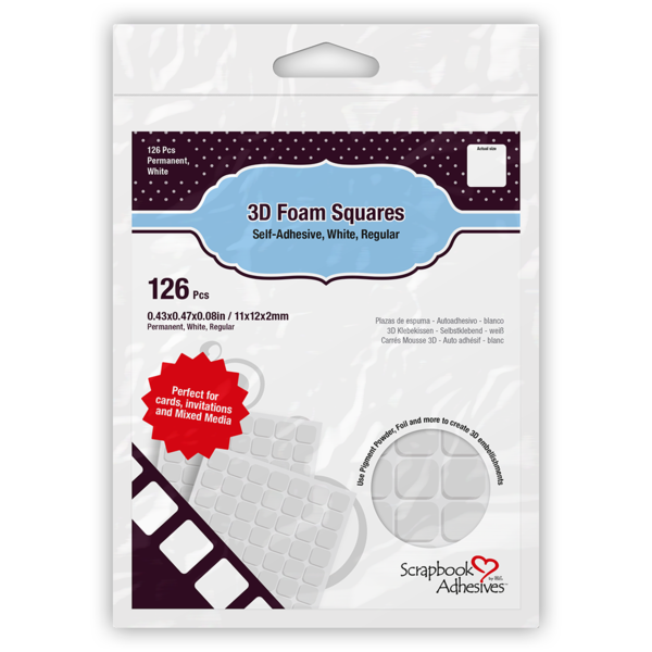 3D Foam Squares White - 1/2&#x22; 126 pcs