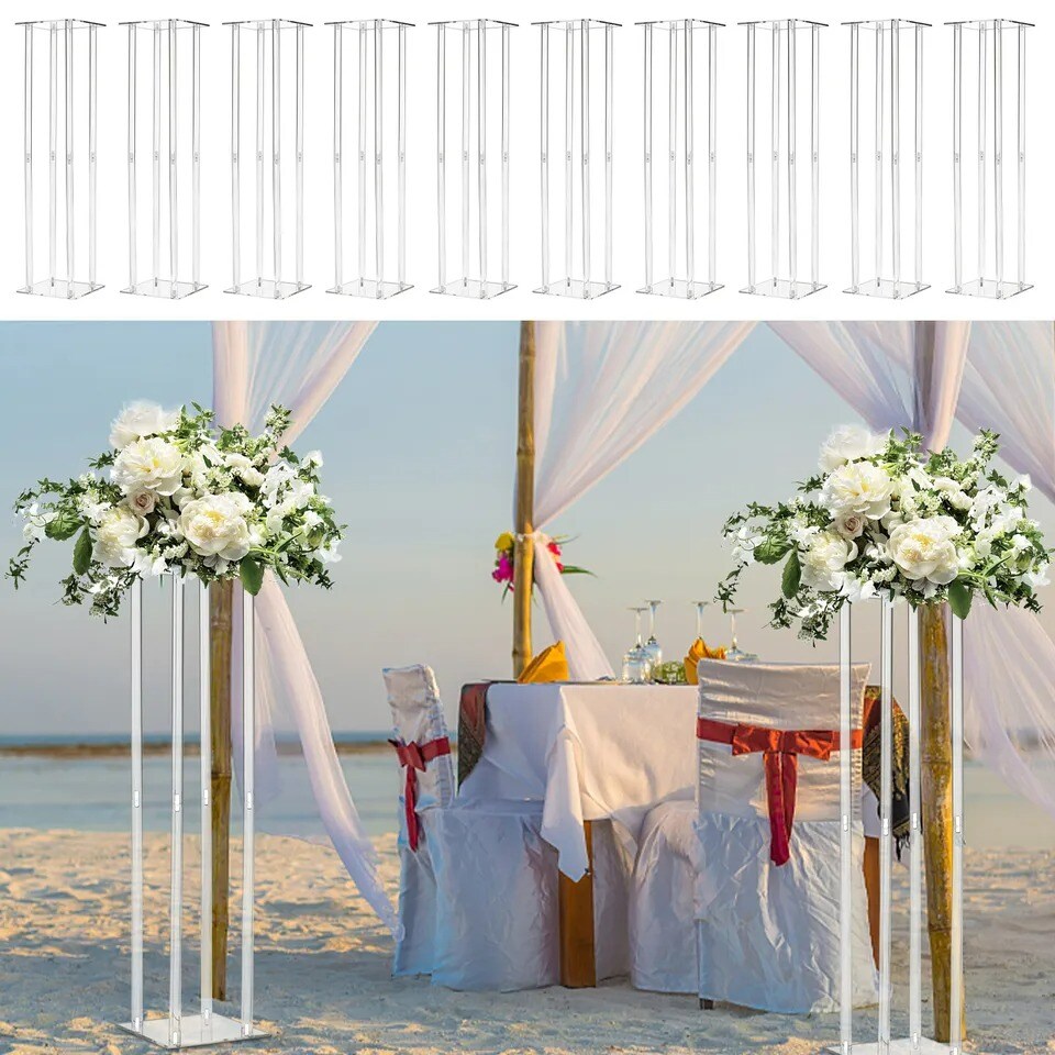 10Pcs Flower Stand Acrylic Column Acrylic Wedding Centerpieces Table Decor 31.5"