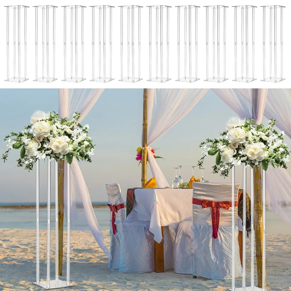 10Pcs Flower Stand Acrylic Column Acrylic Wedding Centerpieces Table Decor 31.5&#x22;