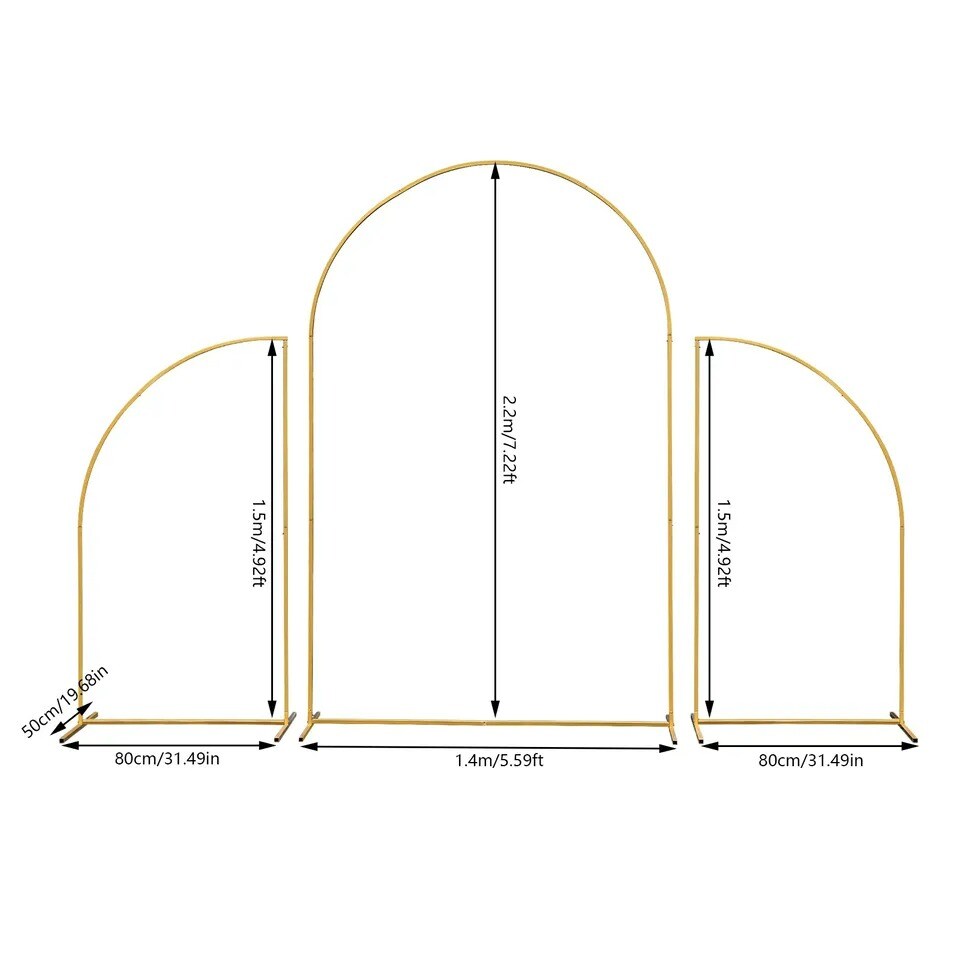 3Pcs Metal Stand Wedding Arch Backdrop Stand For Ceremony Party Yard Venue Decor