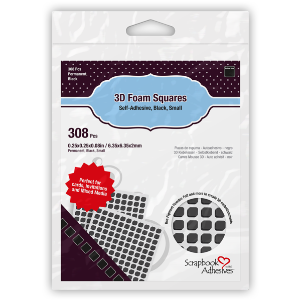 3D Foam Squares Black - 1/4&#x22; 308 pcs