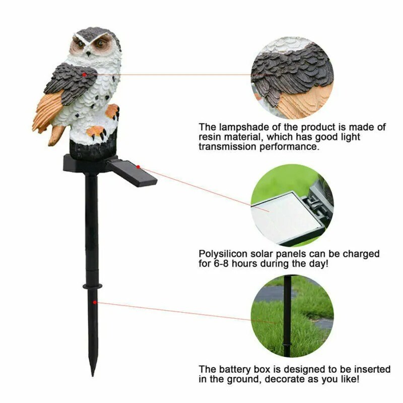 Solar Lights Outdoor Decorative Solar Owl Stake Lights for Yard Decorations Gift