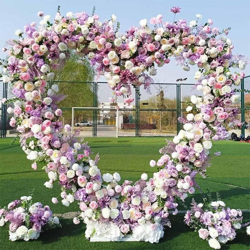 Metal Arch Backdrop Stand White Heart-shaped Wedding Decoration Rack In/Outdoor