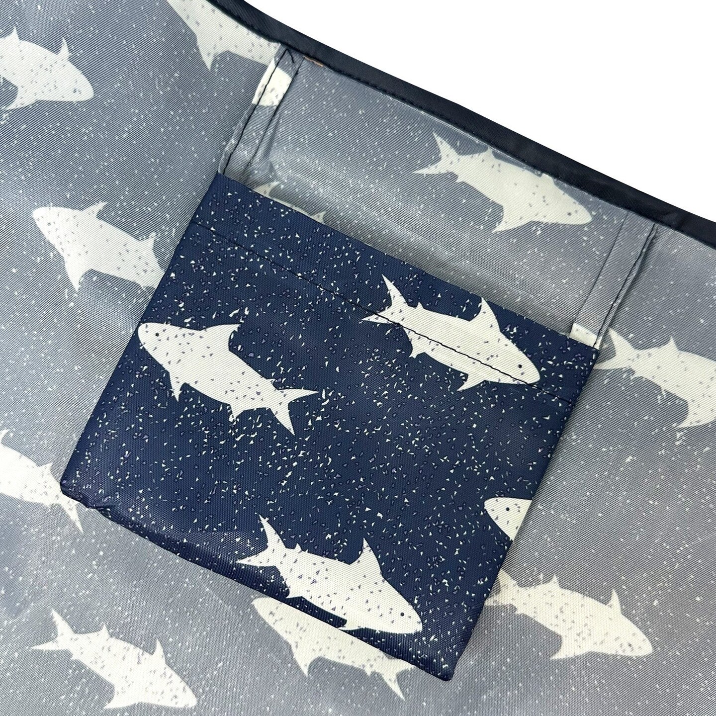 Wrapables Large Foldable Tote Nylon Reusable Grocery Bags, Ocean Fish