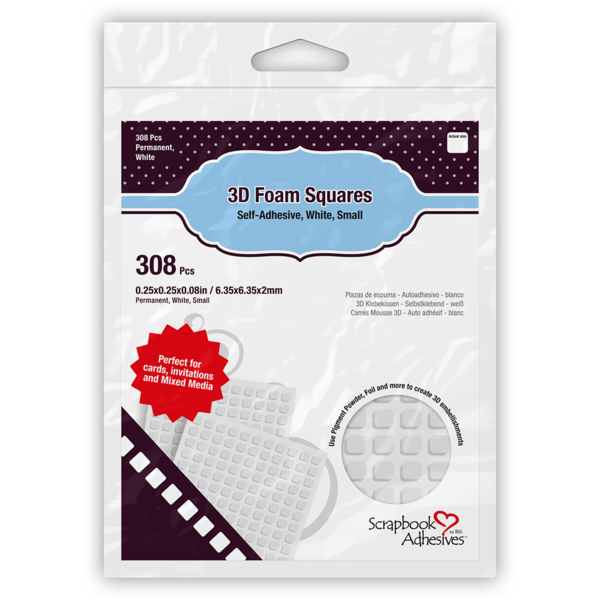 3D Foam Squares  White - 1/4&#x22; 308 pcs