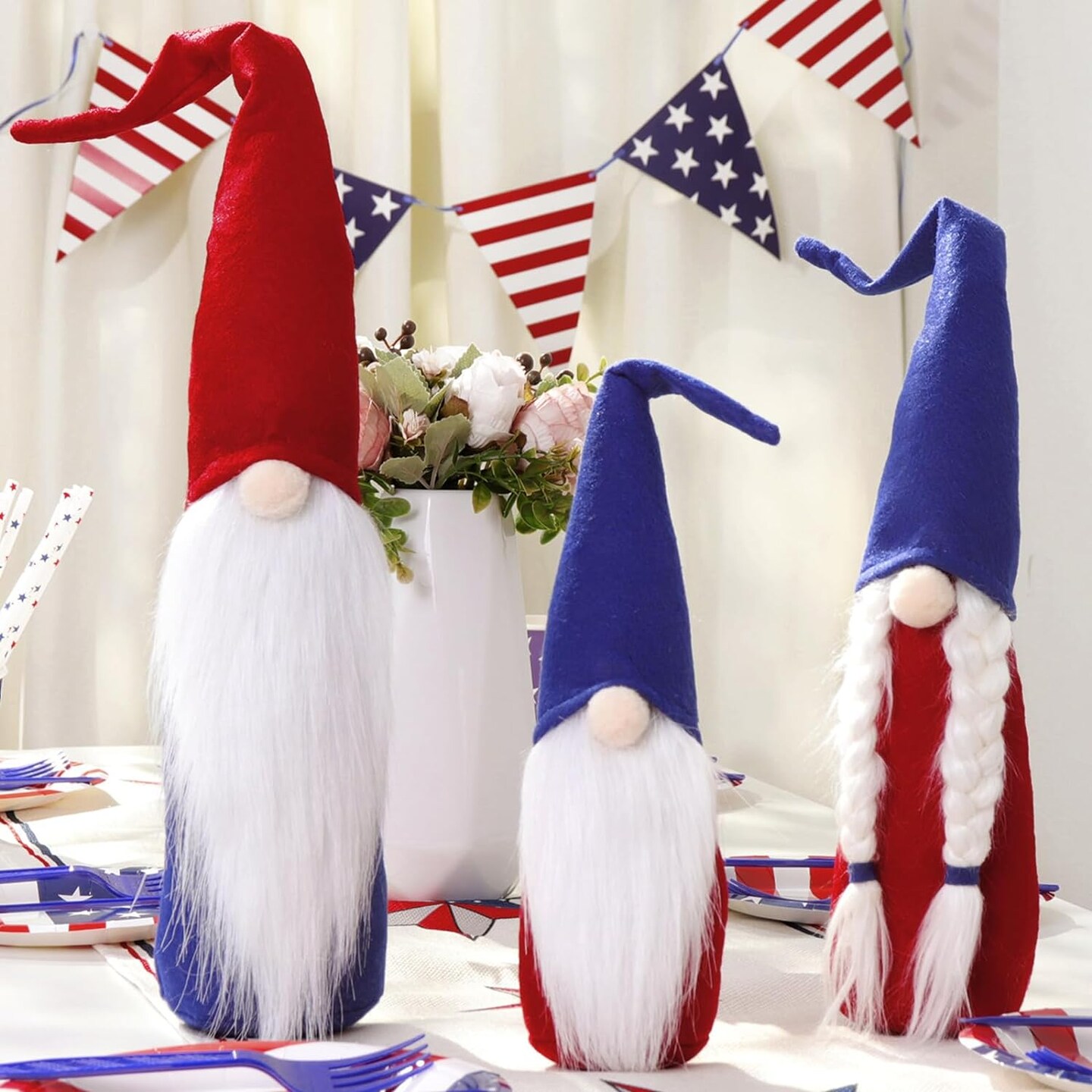 3 Pieces Patriotic Decorations, Fourth of July Gnomes