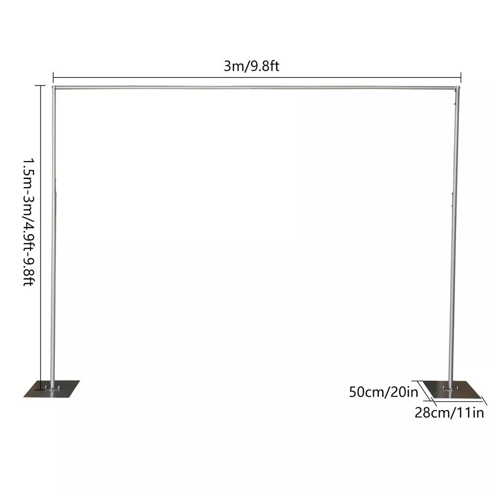 Heavy Duty Pipe Drape Kit Backdrop Support w/ Metal Steel Base-Height Adjustable