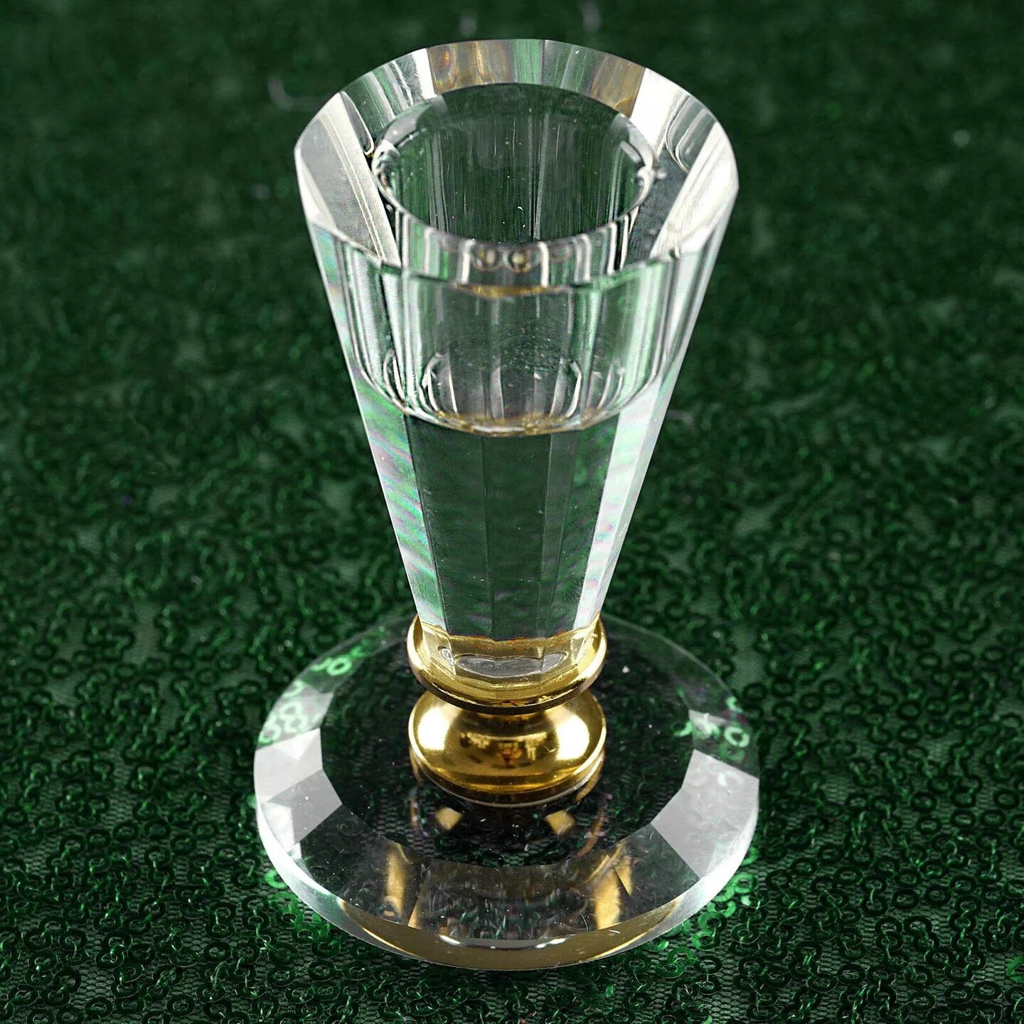 Clear and Gold 3&#x22; tall Crystal Candle Holder Wedding Party Decorations