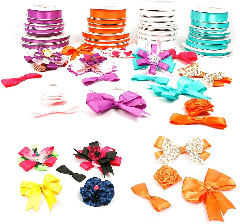 1 Inch x 50 Yards Double Face Solid Grosgrain Ribbon Roll, White