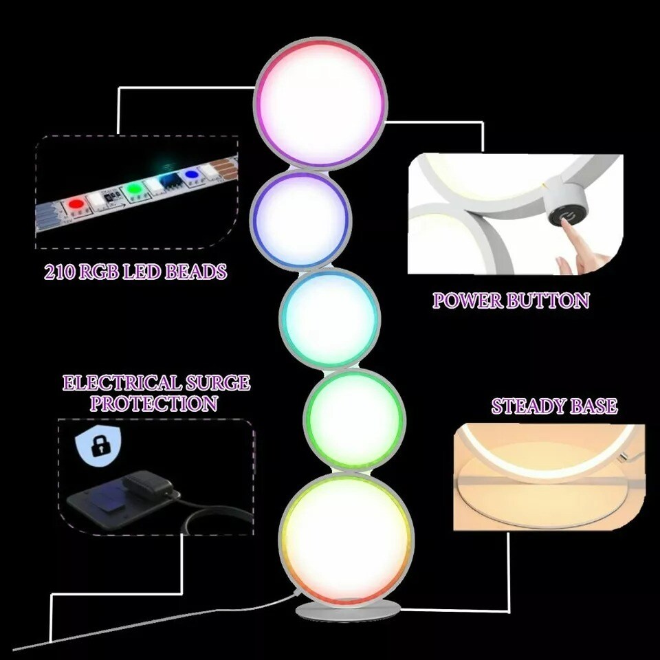 LED Floor Table Desk Lamp RGB Color Changing Modern Lighting Living Room Decor