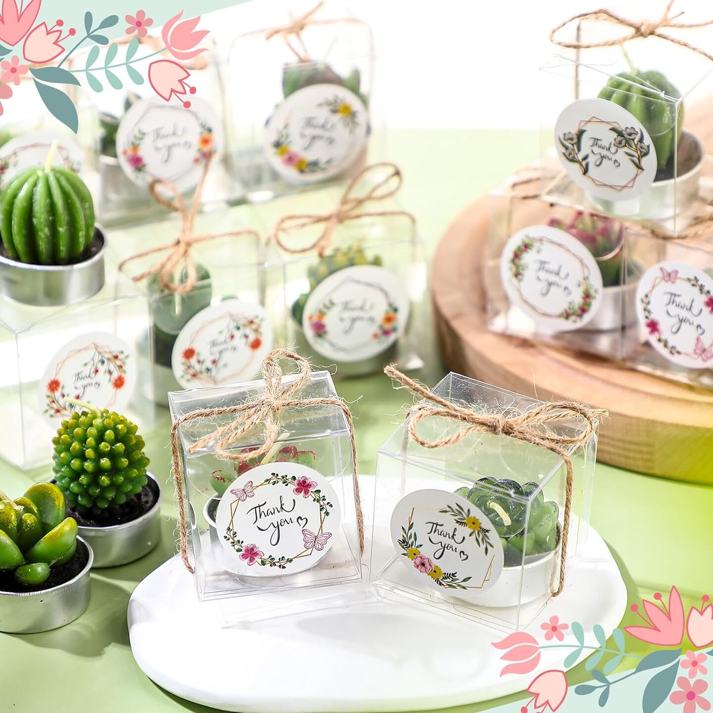 24 Sets Succulent Cactus Tealight Candles