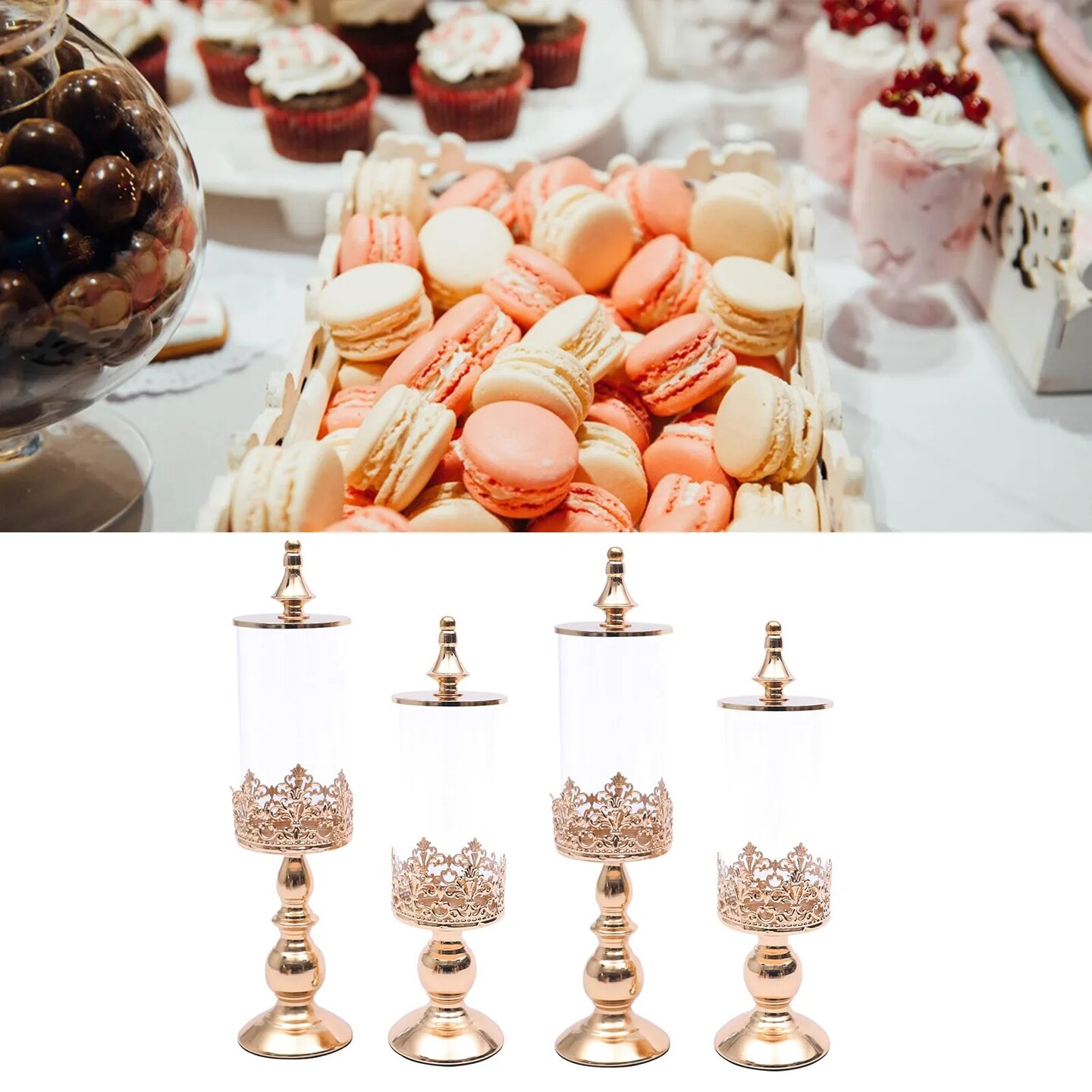 4&#x2716;Candy Jars Buffet Bar Sweets Table Wedding Baby Shower Party Organizer