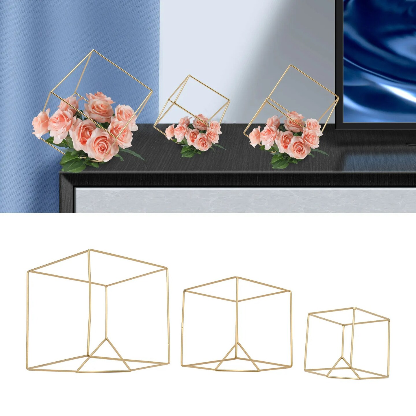 Gold Vase Geometric Flower Stand Wedding Vases For party Home Venue Garden Decor