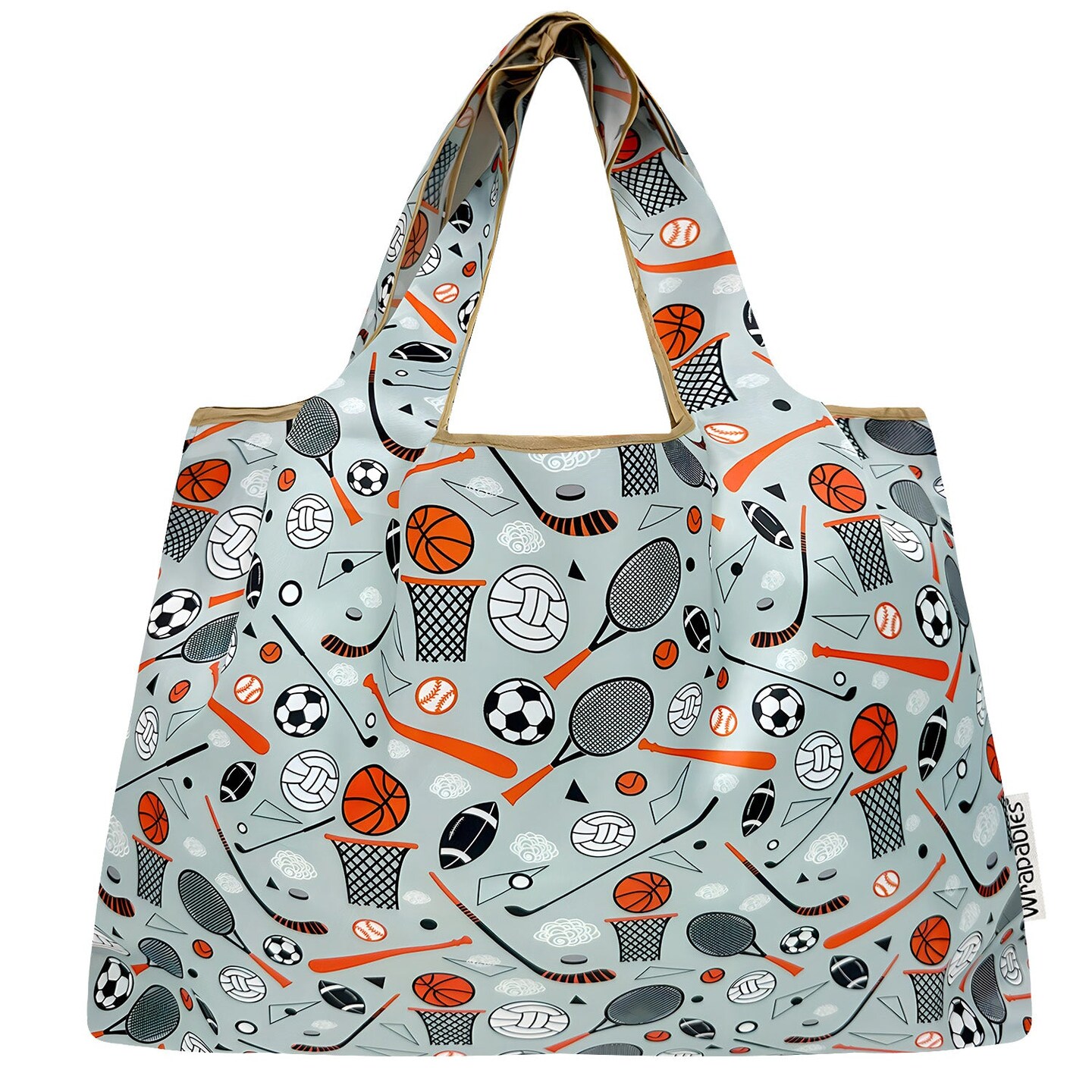 Wrapables Large Foldable Tote Nylon Reusable Grocery Bags, Sporty