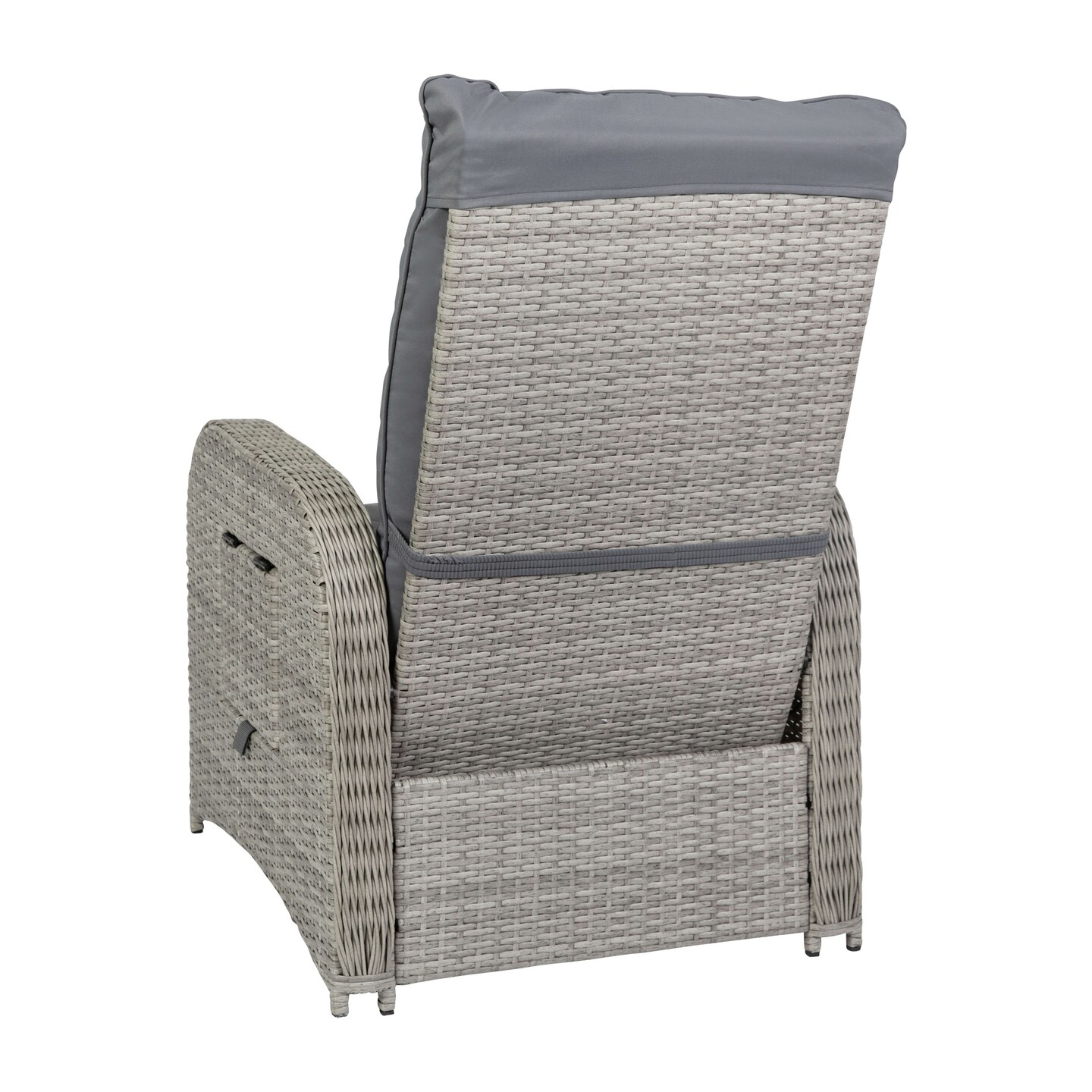 Merrick Lane Selci Set of 2 Modern Style Patio Wicker Rattan Indoor/Outdoor Recliner Lounge Chairs with Side Tables and Adjustable Backs