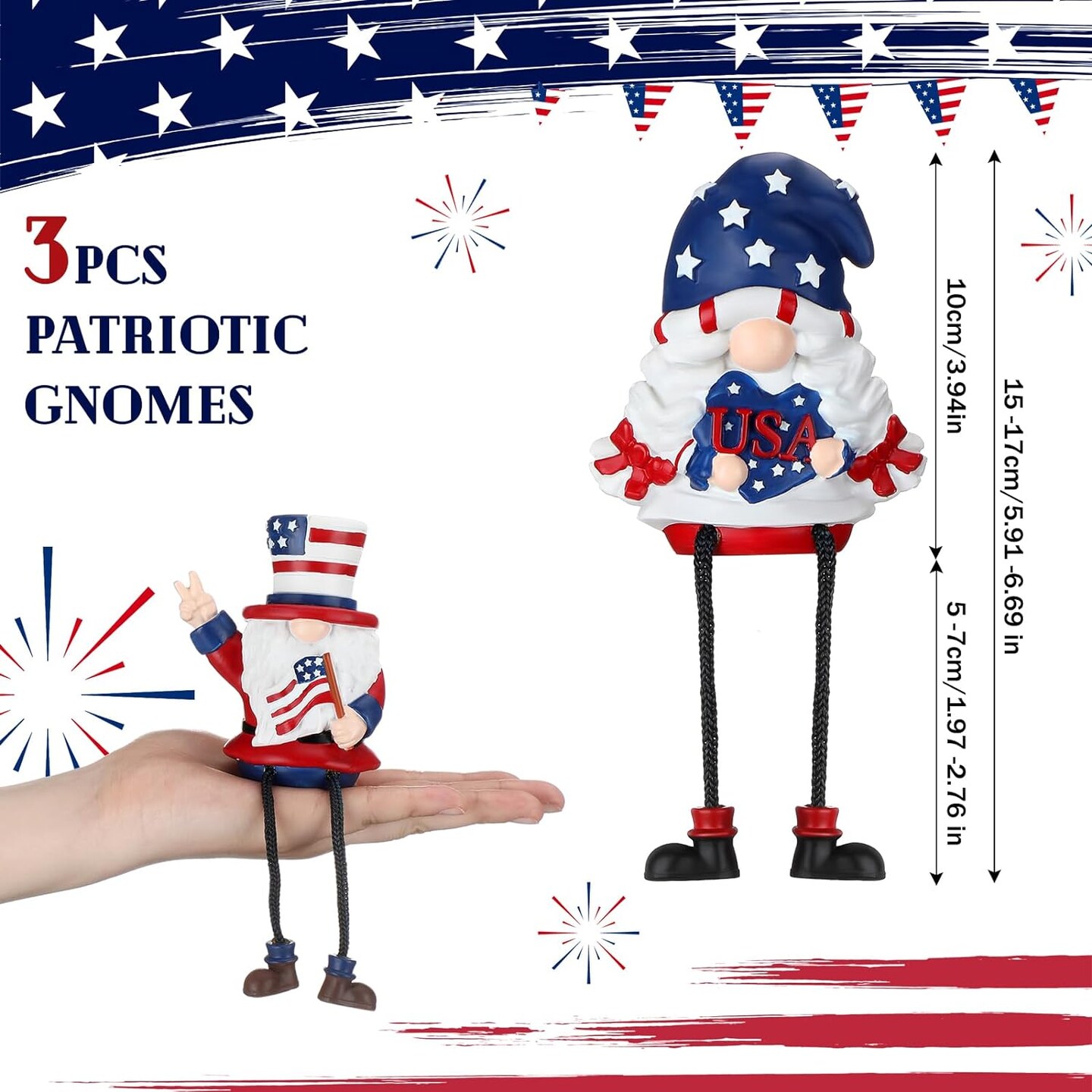 3 Pieces 4th of July Gnome Decorations Patriotic Gnomes