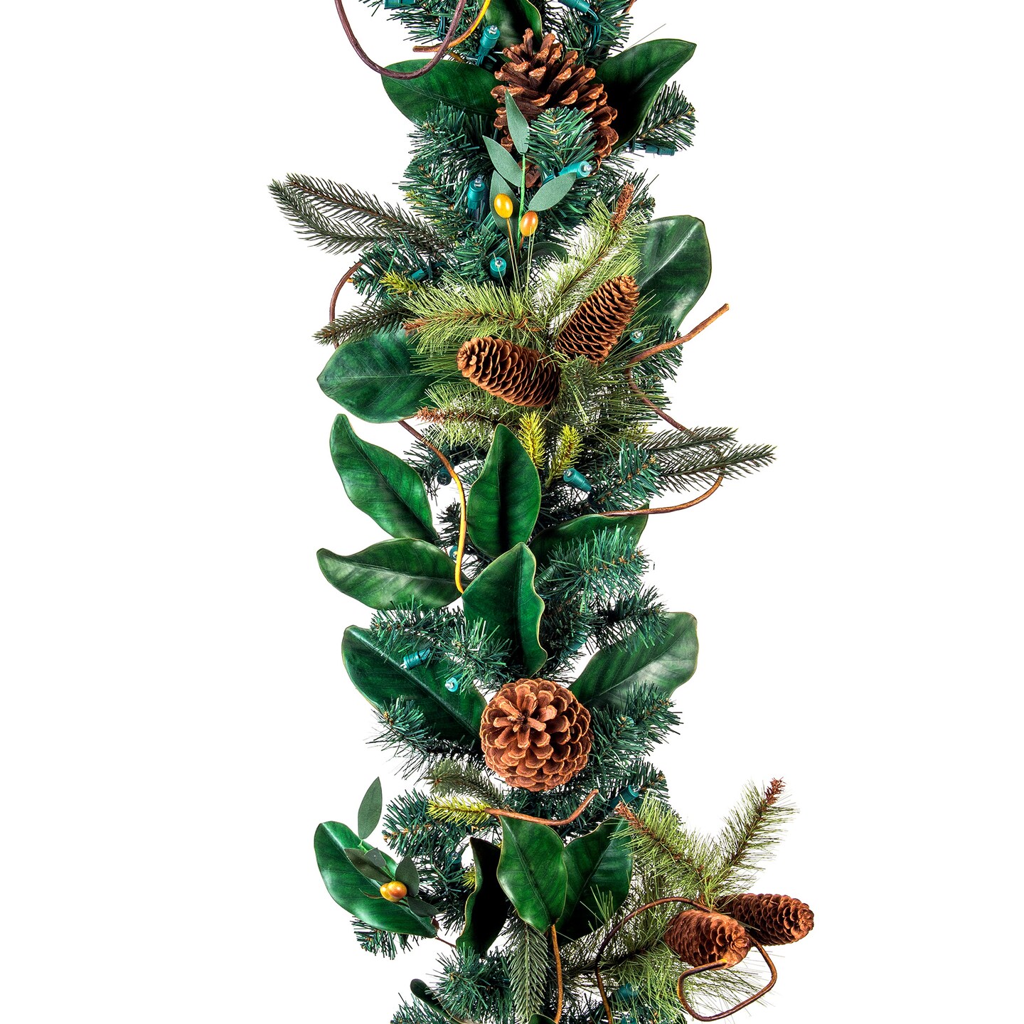 9 ft. Artificial Garland with Lights - Magnolia Leaf