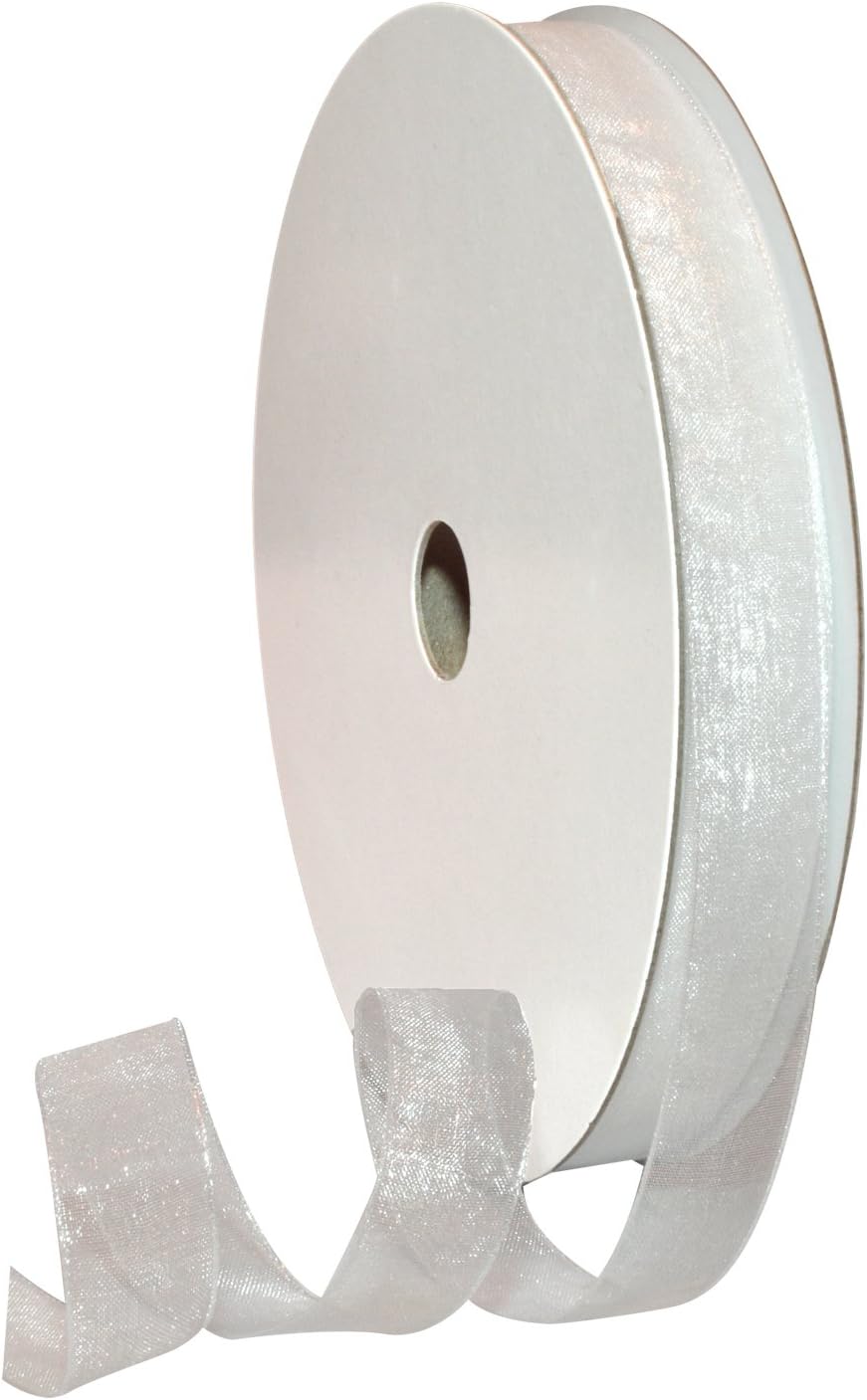 Organdy Nylon Ribbon, 5/8-Inch by 100-Yard, White