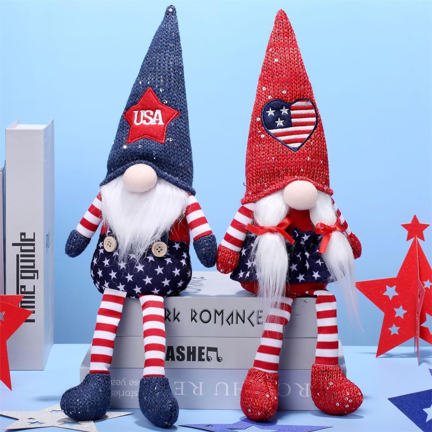 2pcs 4th of July Patriotic Gnomes Plush Decoration