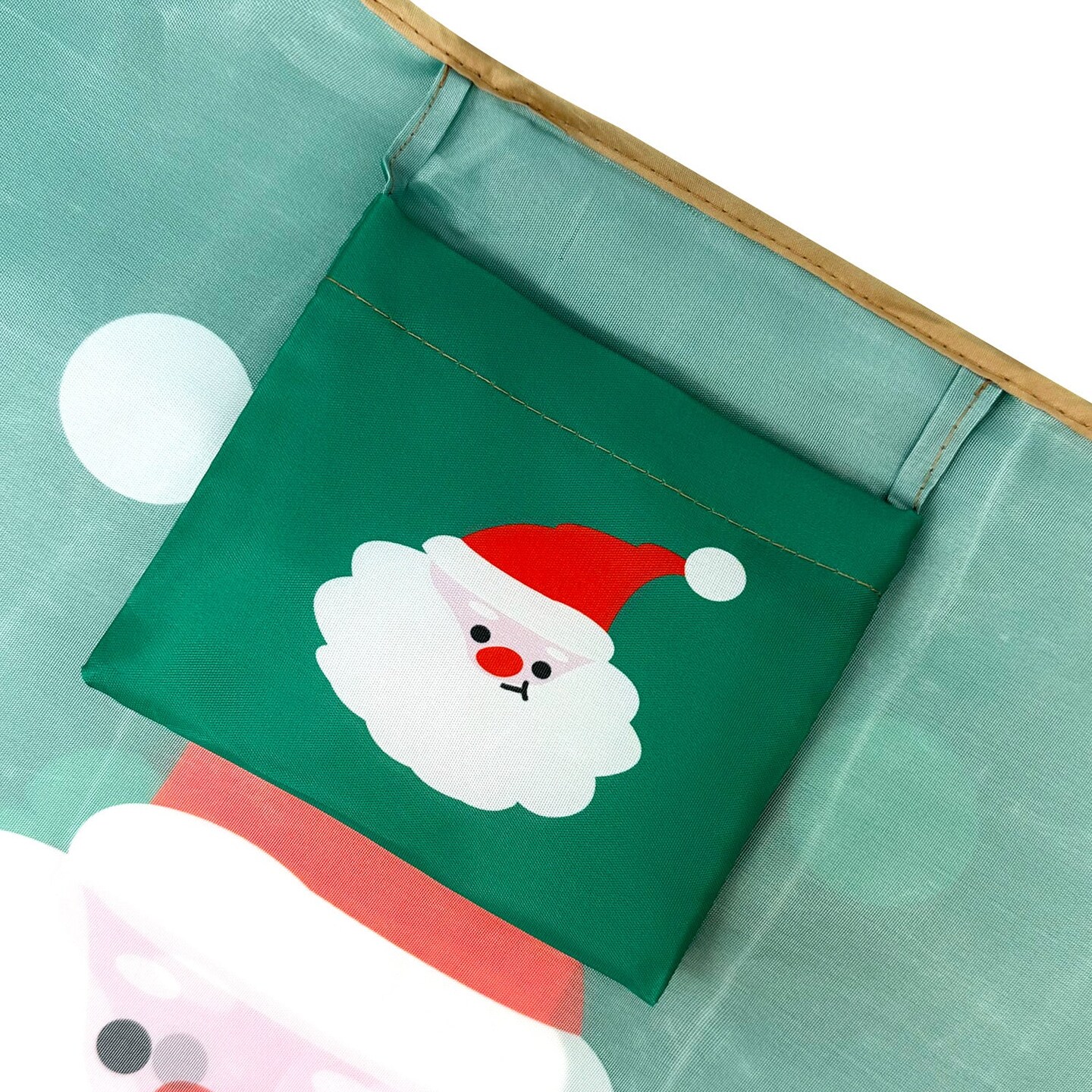 Wrapables Large Foldable Tote Nylon Reusable Grocery Bags, Santa