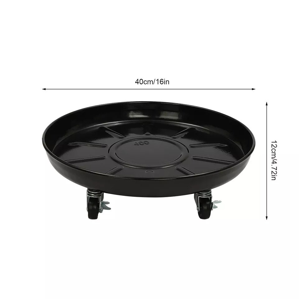 16&#x22; 3pcs Plant Stand Flower Tray Shelf Planter Cart Trolley with Lockable Wheels