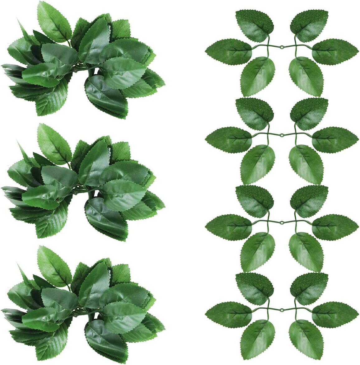 100 Pieces Artificial Green Leaves Rose Leaves