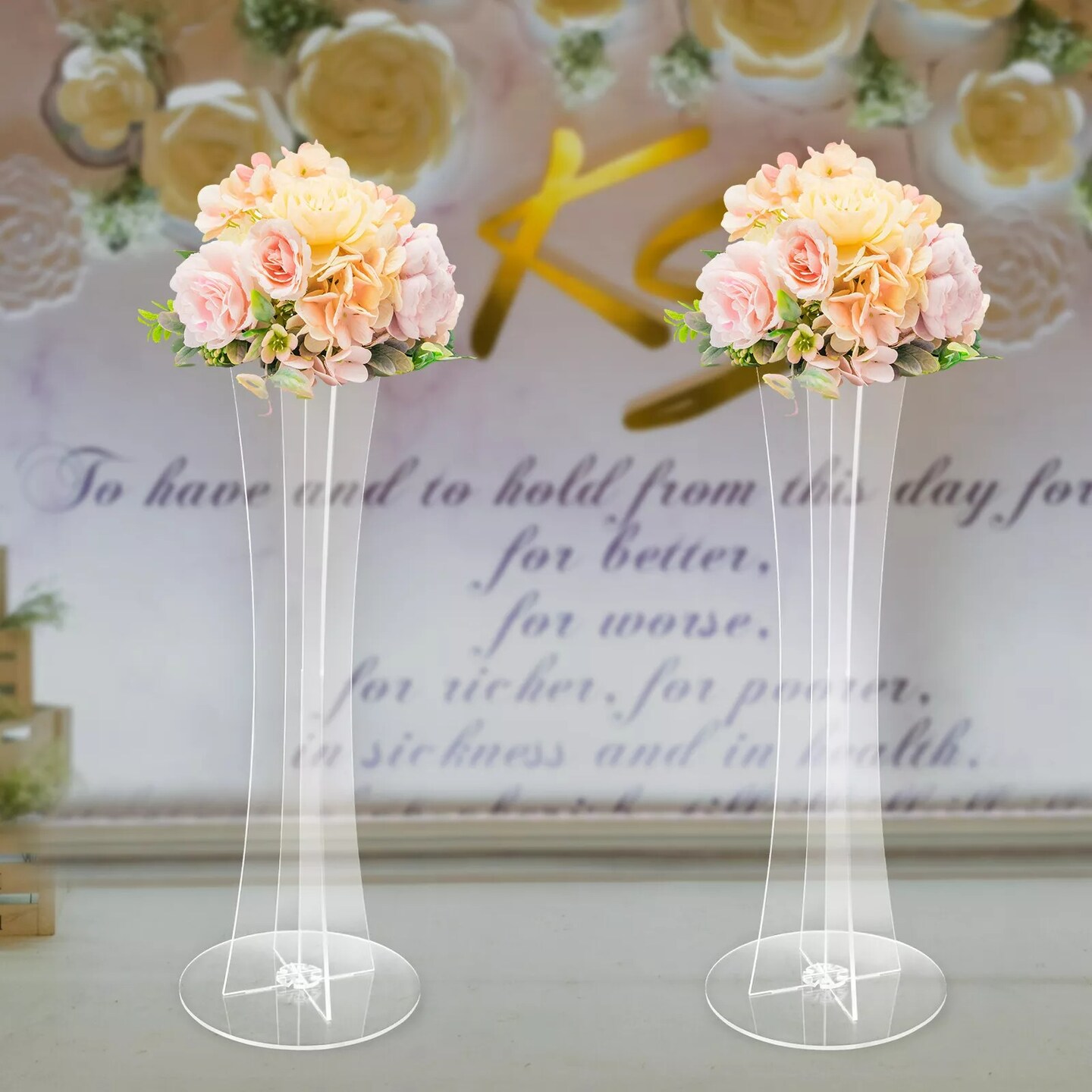 Acrylic high quality Centerpiece Flower Stand With Pillars