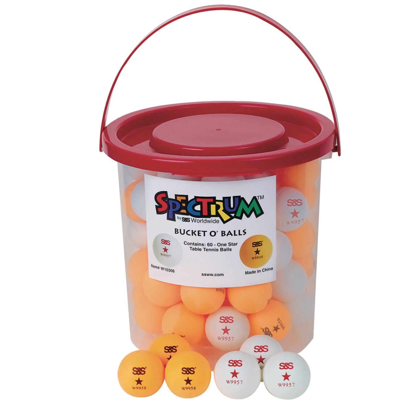Spectrum&#x2122; Bucket O&#x27; Table Tennis Balls (Bucket of 60)
