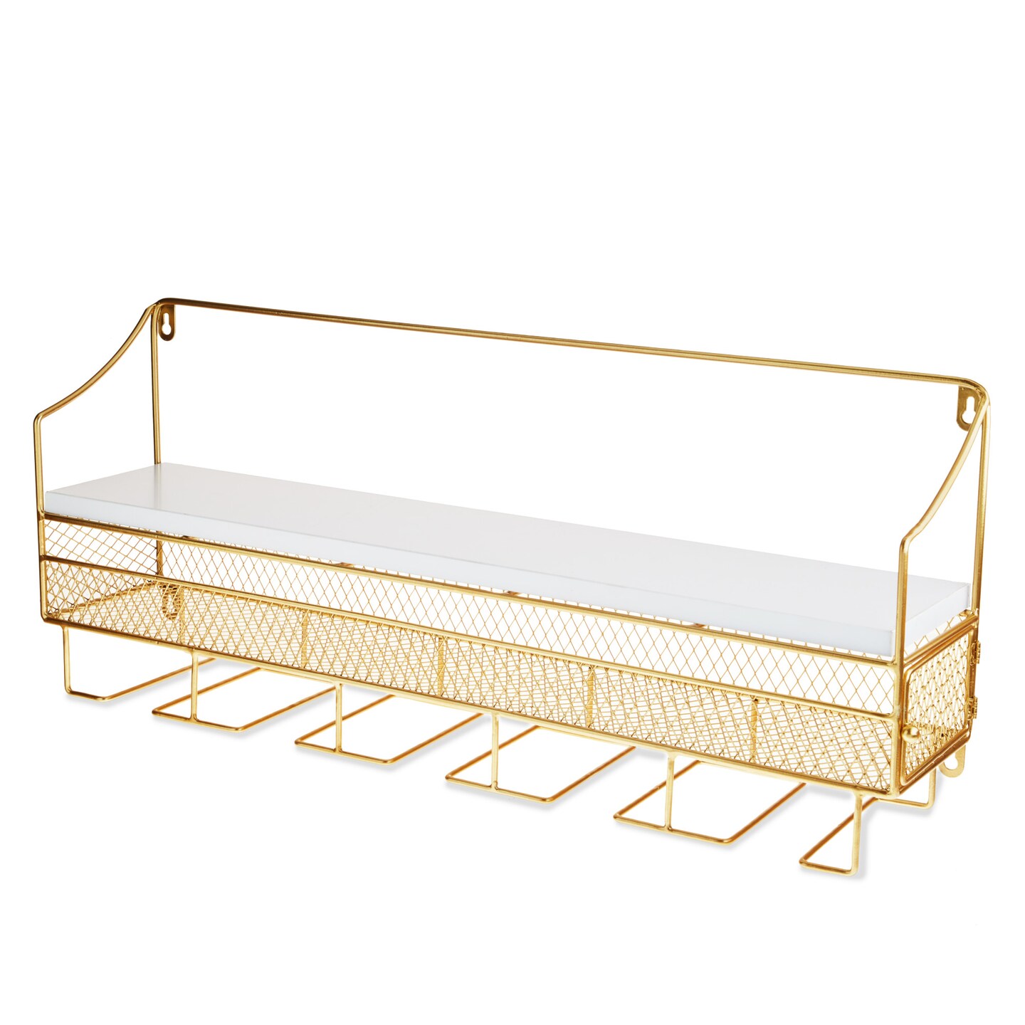 Gold Wall Mounted Wine Rack &#x26; Cork Storage