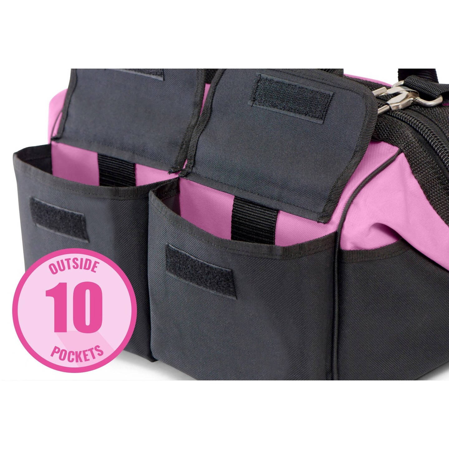 Pink Power 16&#x22; Tool Bag with 22 Storage Pockets