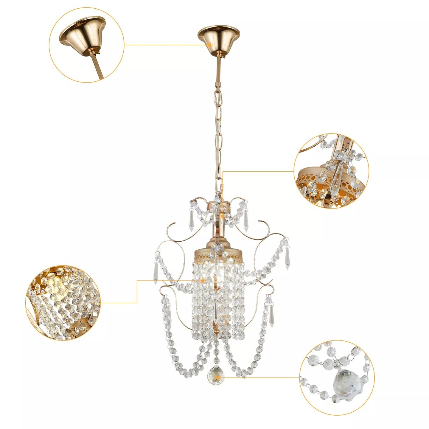 Modern Vintage Crystal Pendant LED Ceiling Lighting Lamp Chandelier Fixture