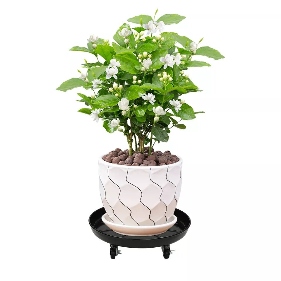 16&#x22; 3pcs Plant Stand Flower Tray Shelf Planter Cart Trolley with Lockable Wheels