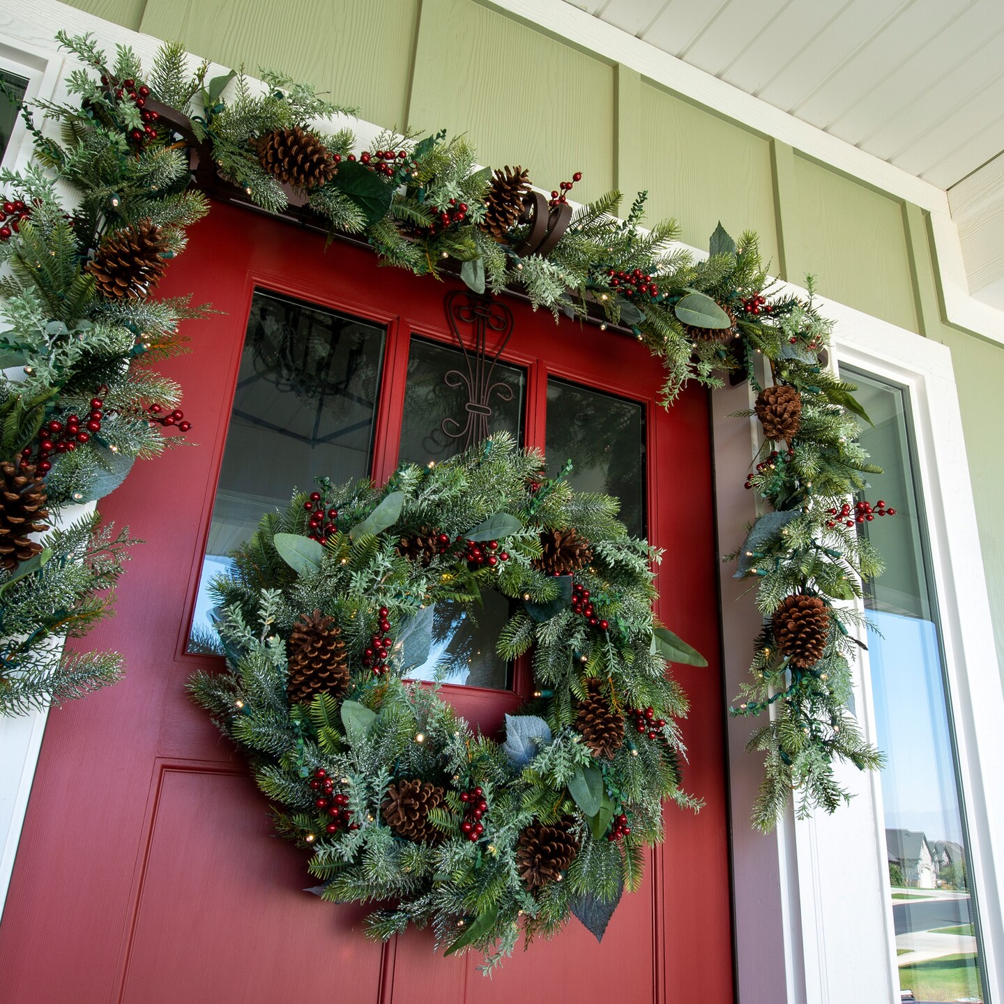 9 ft. Artificial Christmas Garland with Lights - Winter Frost