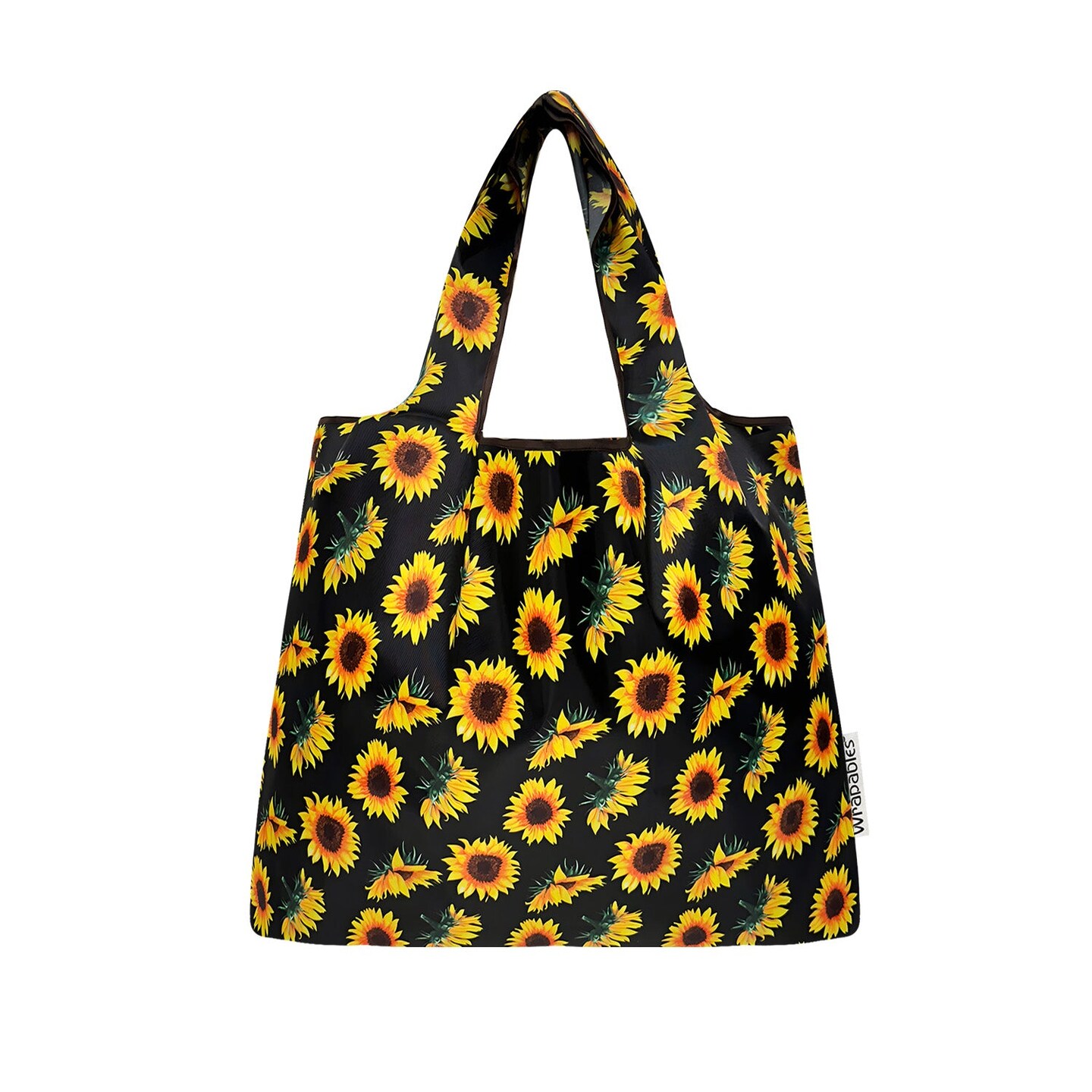 Wrapables Medium Foldable Tote Nylon Reusable Grocery Bag (Set of 2), Sunflowers