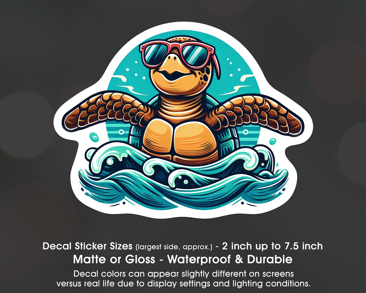 Sea Turtle Sunglasses Waves, Vinyl Decal Sticker In Multiple Sizes ...