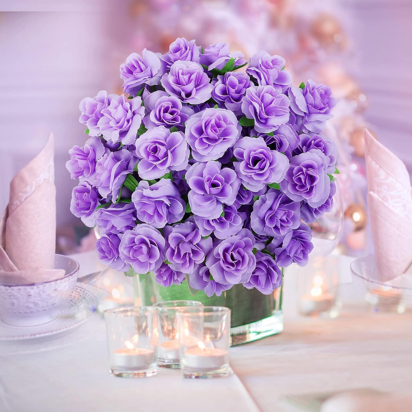 50-Pieces 1.6&#x22; Artificial Flower Heads Silk Roses