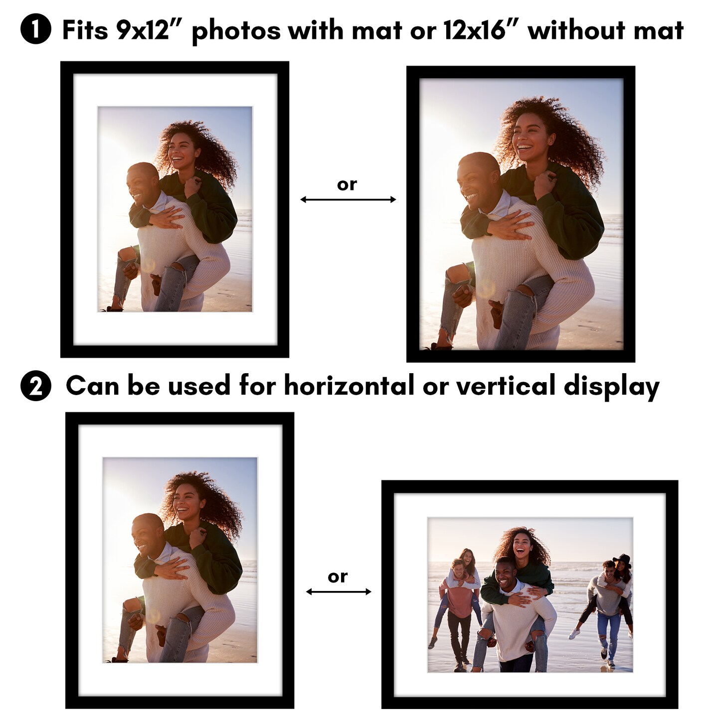 Americanflat 2 Pack of Picture Frames with Mat - Plexiglass Cover